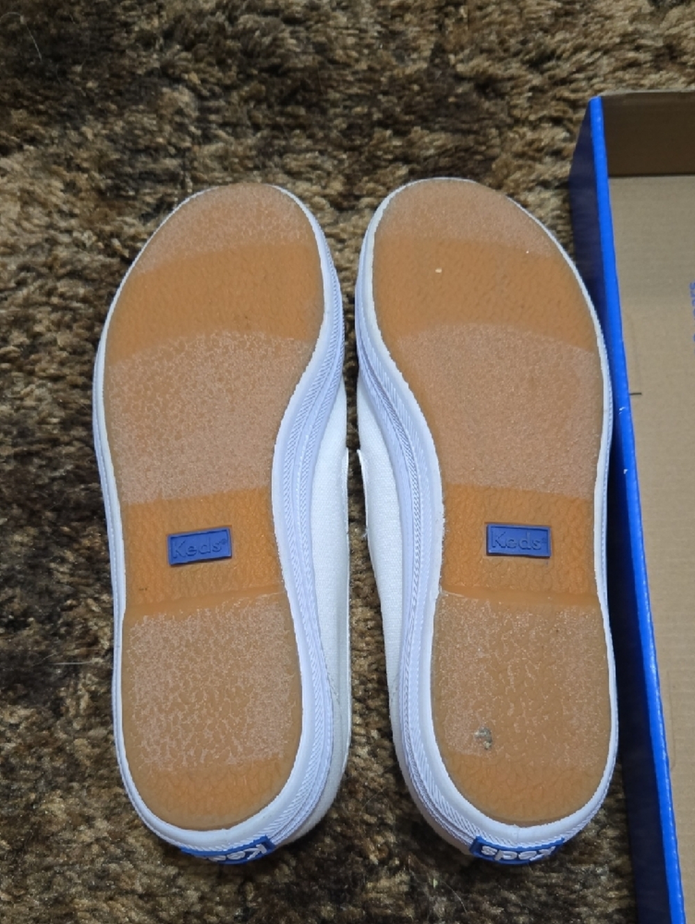Keds White Canvas Slip-On Shoes with Blue Insole - Picture 4 of 5